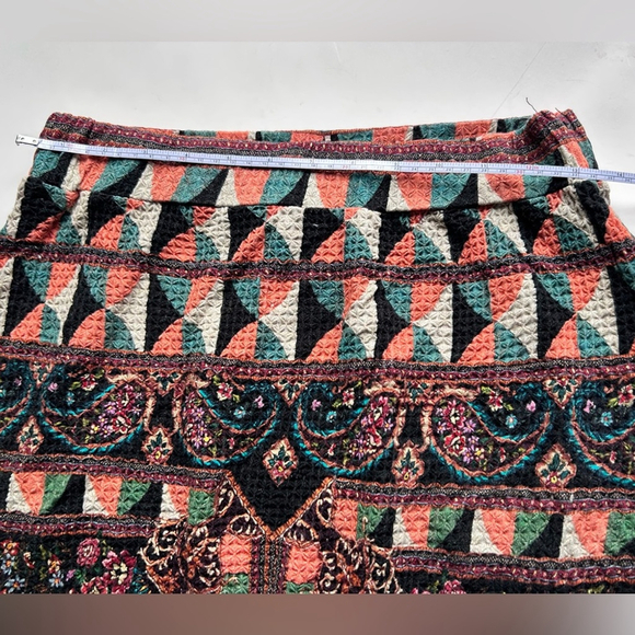 Farm Rio Anthropologie Mixed-Print Maxi Skirt Patterned long Multicolor knit - Picture 6 of 9